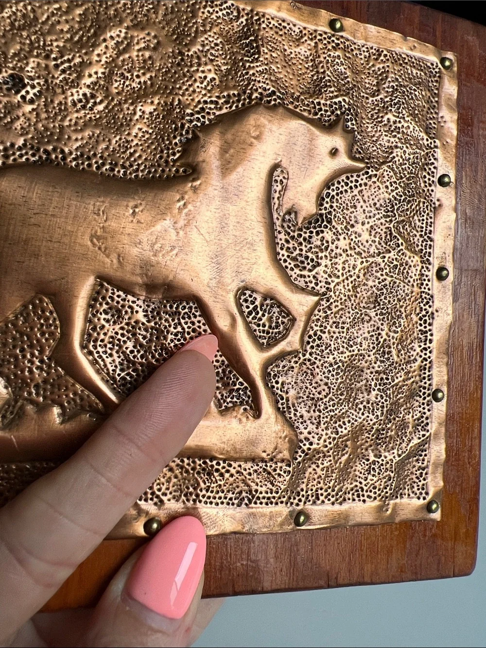 Vintage Horse Copper on Wood Wall Art Decor